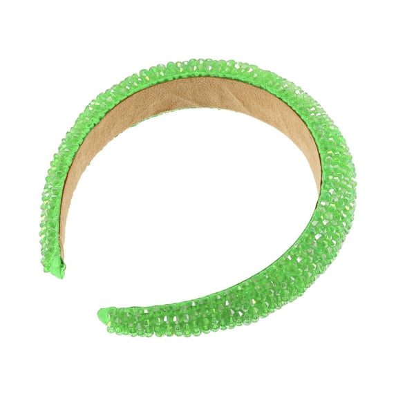 Unique Bargains 1 Pc Rhinestone Headband for Women Bling Padded Hairband Hair Accessories 1.18 Inch Wide Green