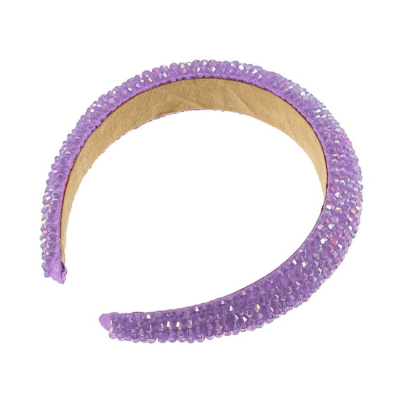 Unique Bargains 1 Pc Rhinestone Headband for Women Bling Padded Hairband Hair Accessories Purple 1.18 Inch Wide
