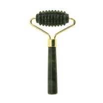Unique Bargains 1 Pc Roller Face Massager for Beauty Parlor Dark Green Natural Jade Zinc Alloy
