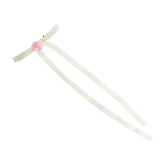 Unique Bargains 1 Pc Rose Bow Ribbon Hair Clips Hairdo Clip for Home Pink White
