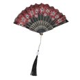 thumbnail image 1 of Unique Bargains 1 Pc Rose Lace with Tassel Folding Fan for Masquerade Red Silk Fabric, 1 of 5