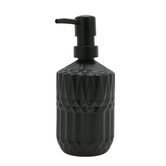 Unique Bargains 1 Pc Round Bottom Bamboo Grain Soap Dispenser 13.53oz Black