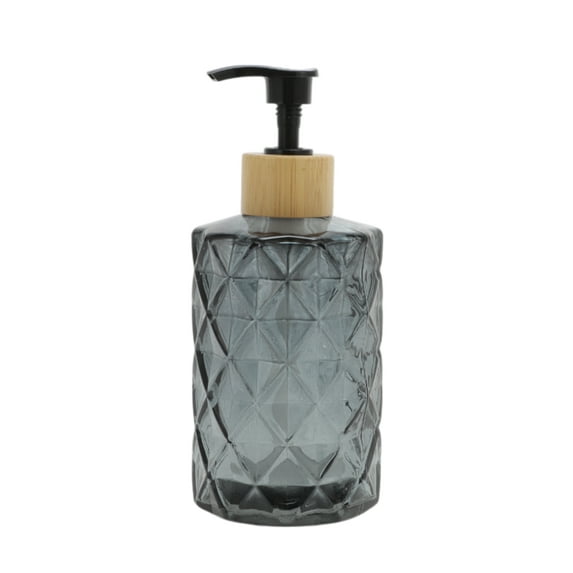 Unique Bargains 1 Pc Round Bottom Diamond Pattern Soap Dispenser 11.16oz Gray Black