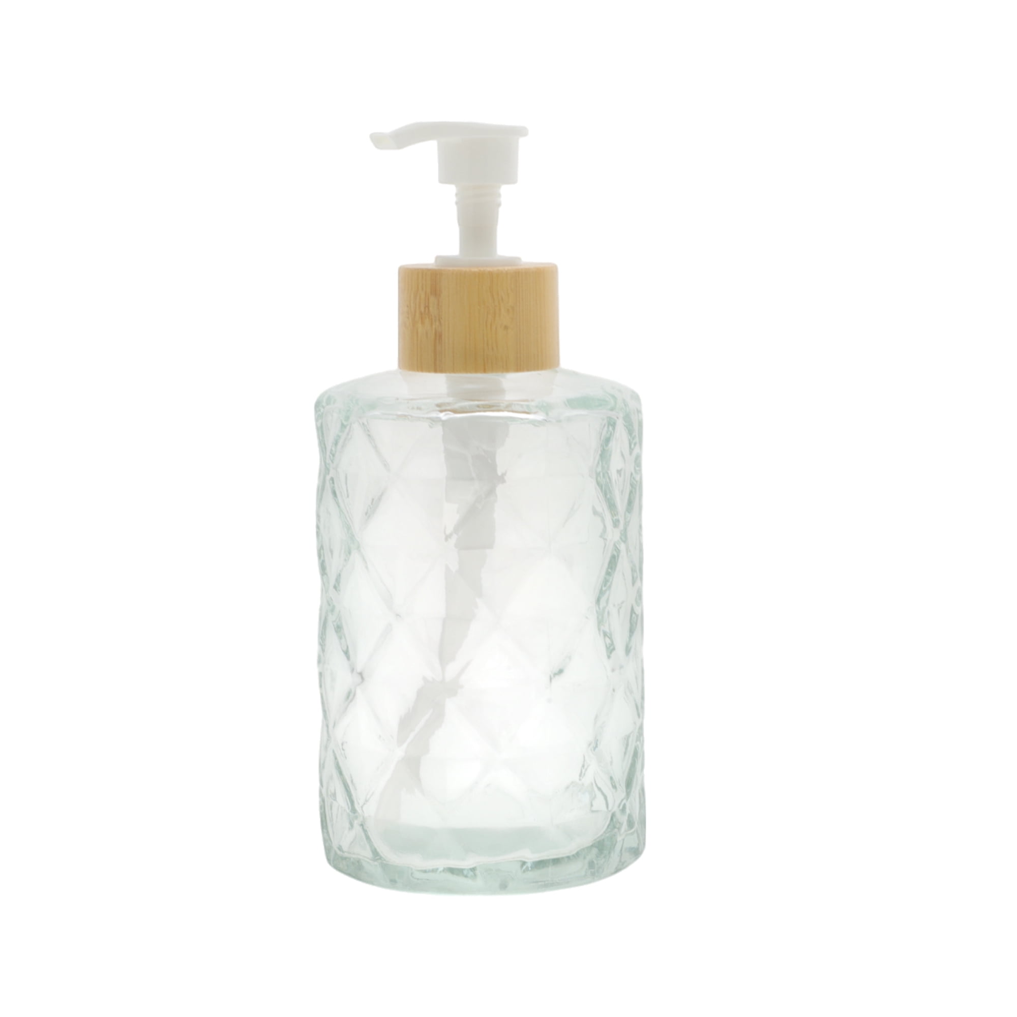 Unique Bargains 1 Pc Round Bottom Diamond Pattern Soap Dispenser 11.16oz Transparent