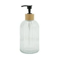 thumbnail image 1 of Unique Bargains 1 Pc Round Bottom Vertical Stripe Soap Dispenser 13.53oz Clear Black, 1 of 6