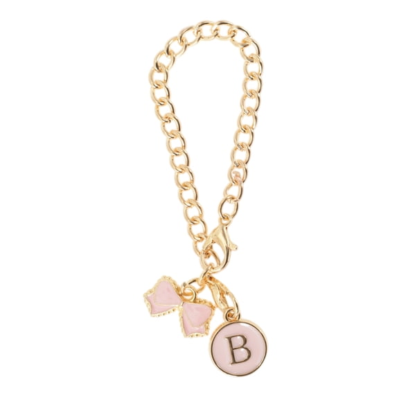 Unique Bargains 1 Pc Round Bow Letter B Water Cup Pendant for Travelling Pink Alloy