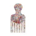 thumbnail image 1 of Unique Bargains 1 Pc Round Handle Marble Hair Insert Comb Multicolored Acetate Sheet, 1 of 5