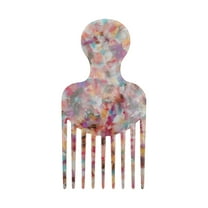Unique Bargains 1 Pc Round Handle Marble Hair Insert Comb Multicolored Acetate Sheet