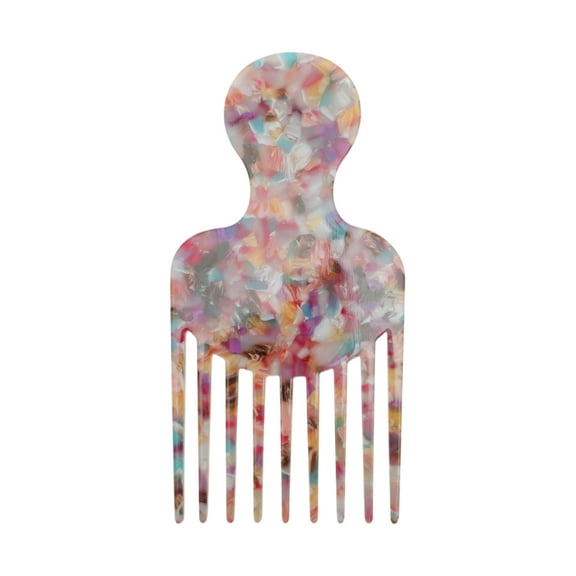 Unique Bargains 1 Pc Round Handle Marble Hair Insert Comb Multicolored Acetate Sheet