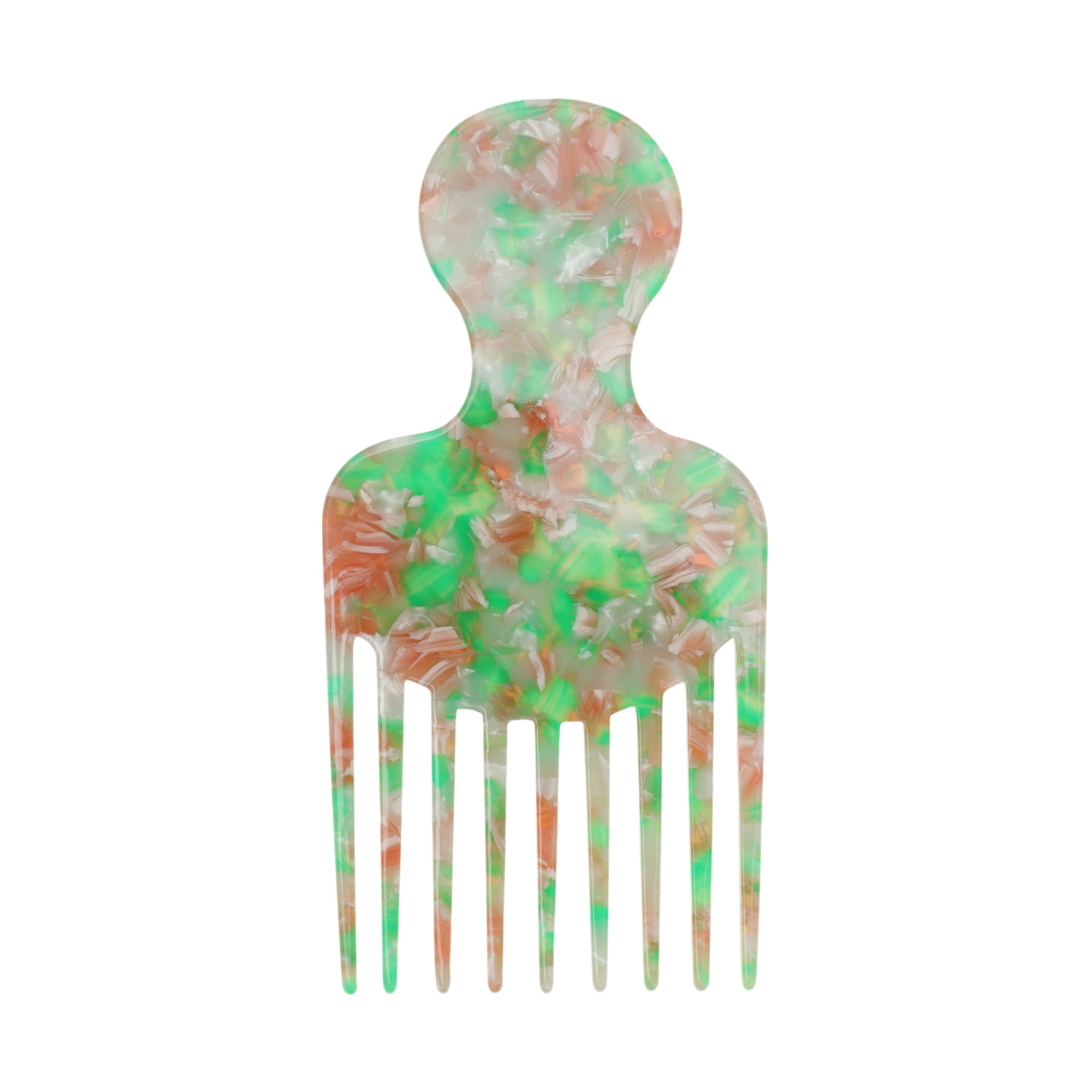 Unique Bargains 1 Pc Round Handle Marble Hair Insert Comb for All Hair Types Green