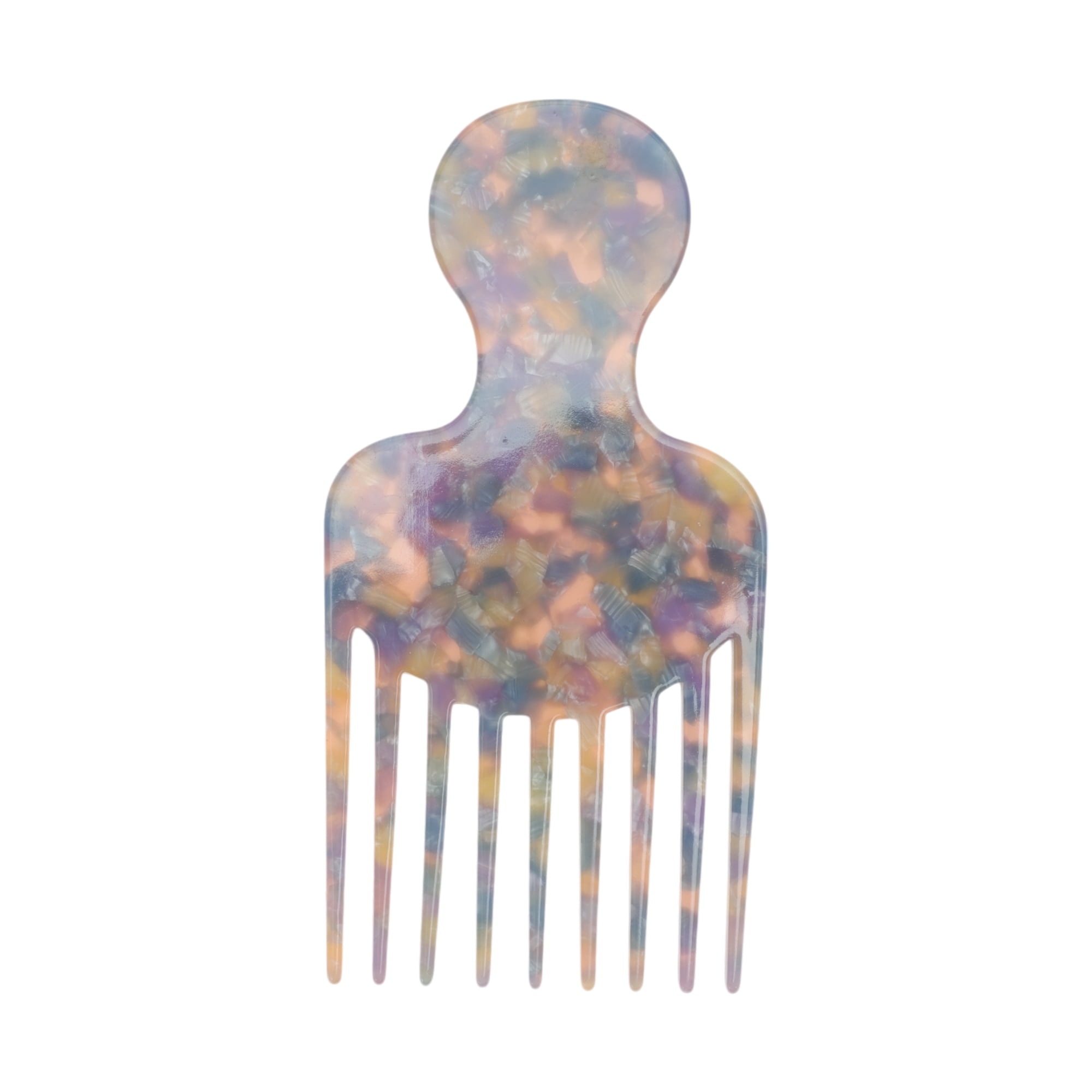 Unique Bargains 1 Pc Round Handle Marble Hair Insert Comb for All Hair Types Purple