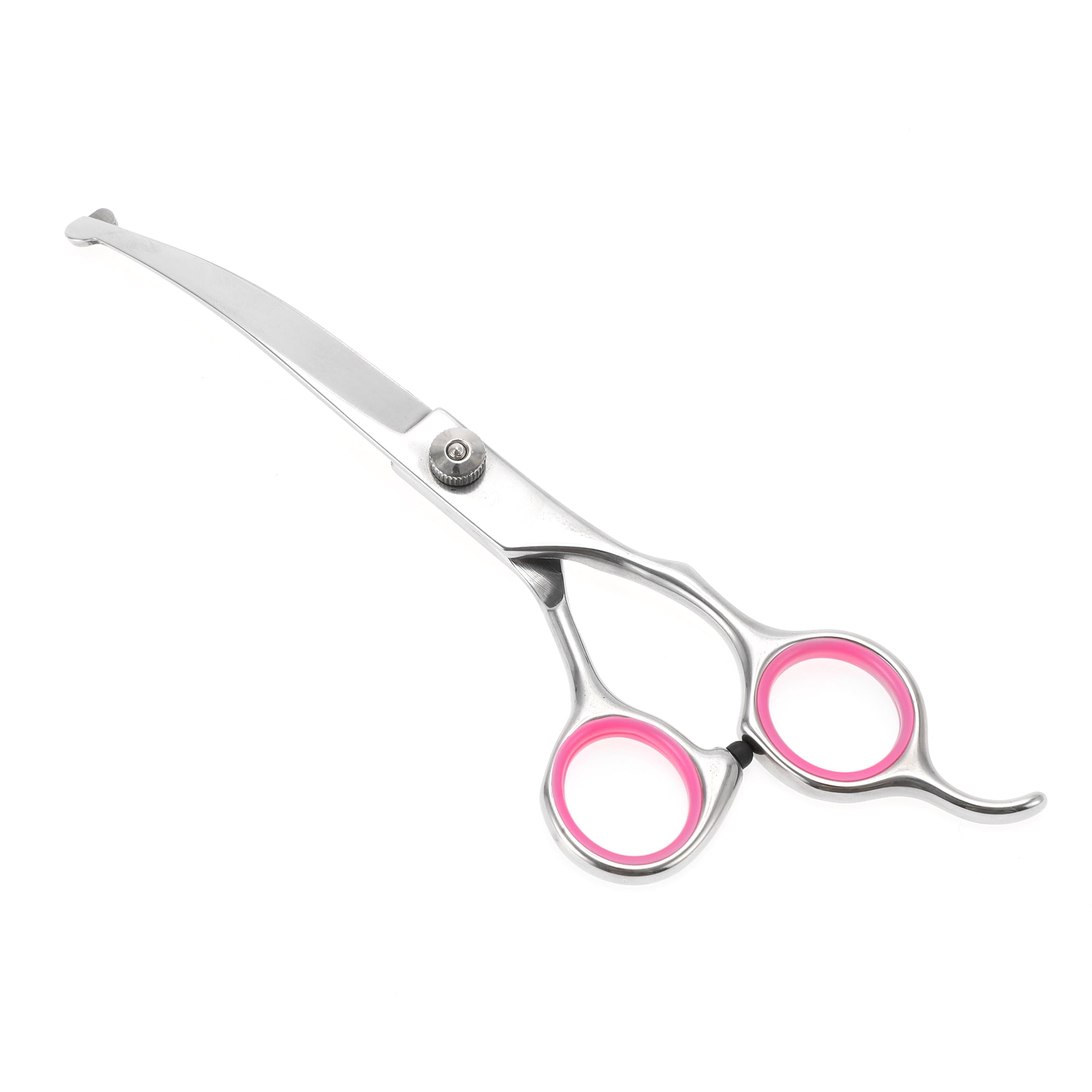 Unique Bargains 1 Pc Round Head Dog Grooming Scissors for Pets 6 Inches Silver Tone Pink
