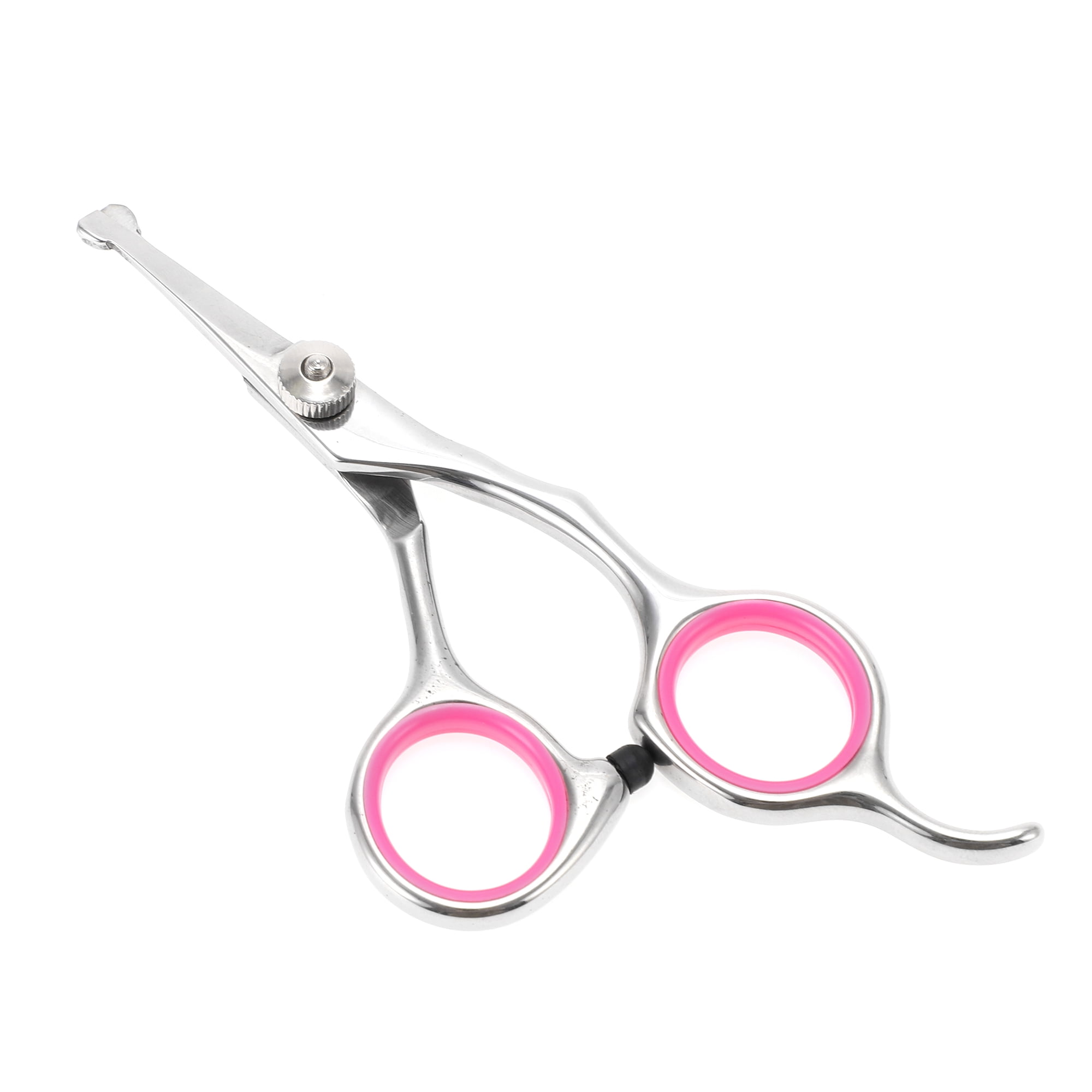 Unique Bargains 1 Pc Round Head Dog Grooming Scissors for Pets Shop 4" Silver Tone Pink