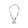 thumbnail image 1 of Unique Bargains 1 Pc Round Letter F Water Cup Pendant Blue Alloy Imitation Pearl, 1 of 5