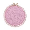 thumbnail image 1 of Unique Bargains 1 Pc Round Pearl Heat Insulation Mat Drink Coaster Pink Cotton rope, 1 of 5