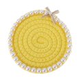 thumbnail image 1 of Unique Bargains 1 Pc Round Pearl Heat Insulation Mat Drink Coaster Yellow Cotton rope, 1 of 5