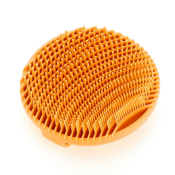 Unique Bargains 1 Pc Round Shape Handle Bath Brush for Bathroom for Shower for Bath 4.02" Orange