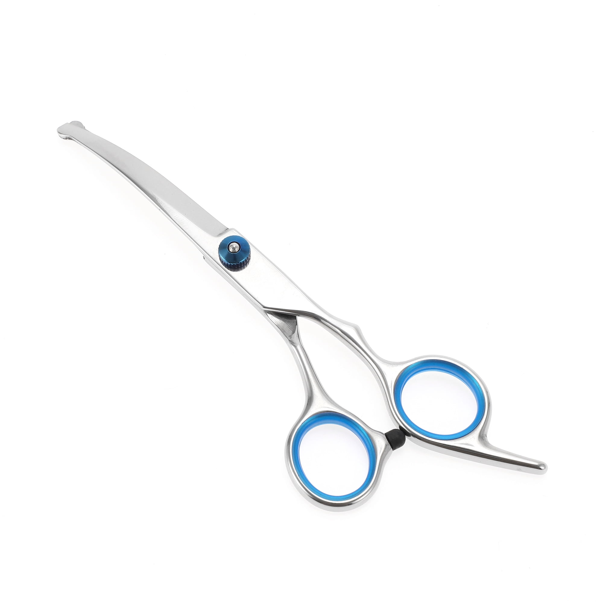 Unique Bargains 1 Pc Round Tip Pet Scissors for Pets Shop 5.5 Inches Silver Tone Blue