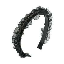 Unique Bargains 1 Pc Ruffles Rhinestone Headbands for Women Black