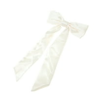 Unique Bargains 1 Pc Satin Bow Ribbon Duckbill Hair Clips Hairdo Clip Apricot