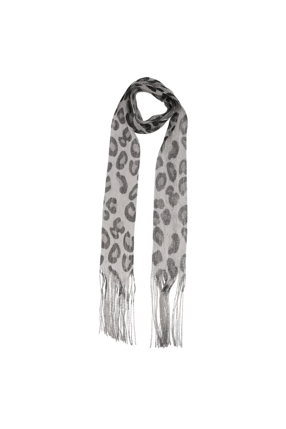 1 Pc Scarf Animal Print Neck Scarf Leopard Print Gray