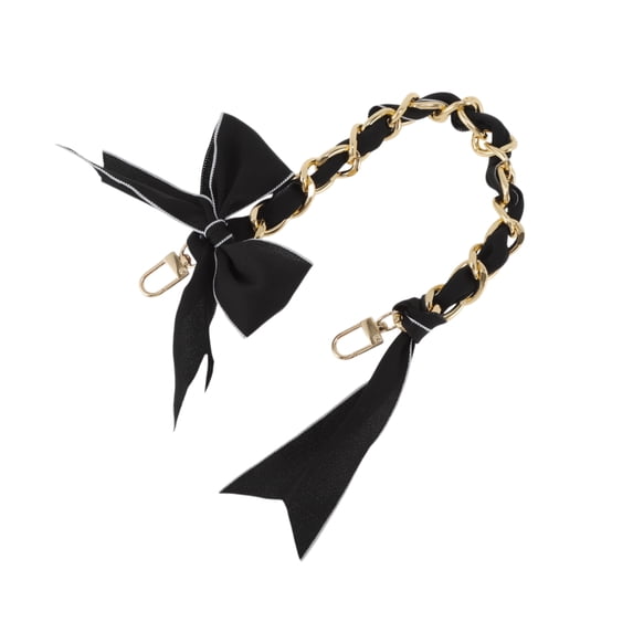 Unique Bargains 1 Pc Scarf Bow Handbag Strap Black Metal Fabric