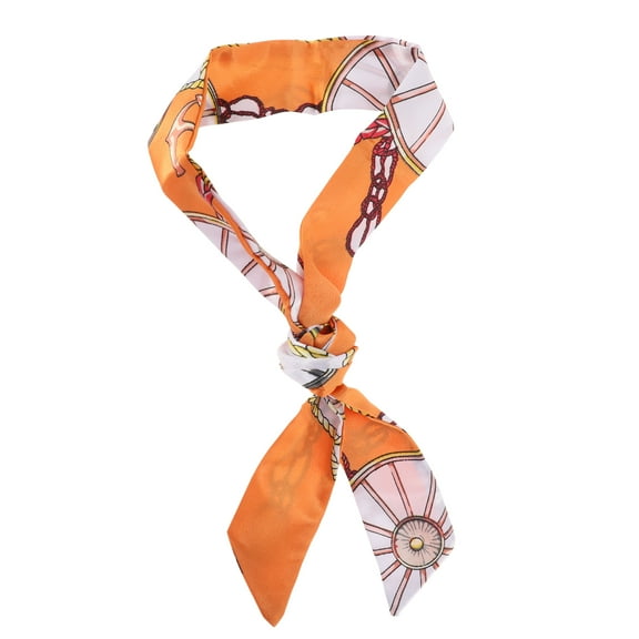 Unique Bargains 1 Pc Scarf Headband Print Neck Scarf for Women White Orange