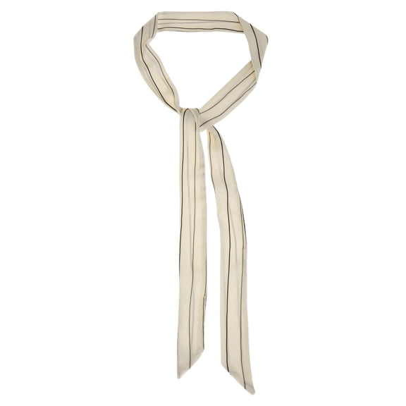 Unique Bargains 1 Pc Scarf Headband Striped Pattern Neck Scarf for Women Beige Black