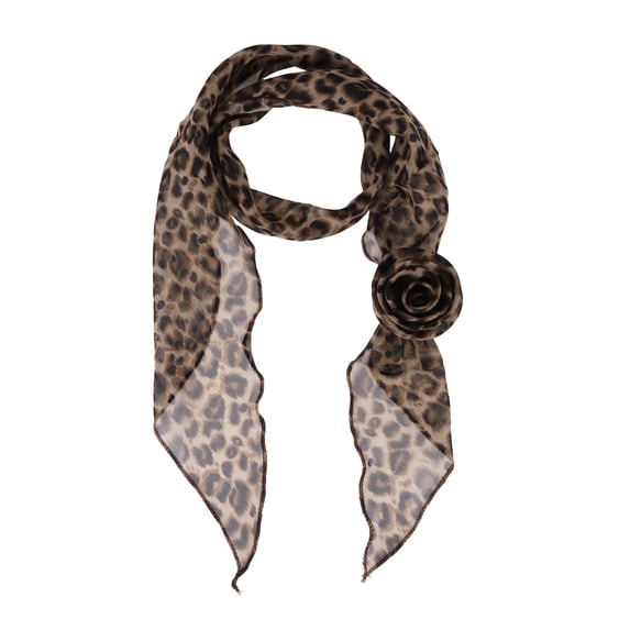Unique Bargains 1 Pc Scarf Leopard Pattern Rose Neck Scarf Brown