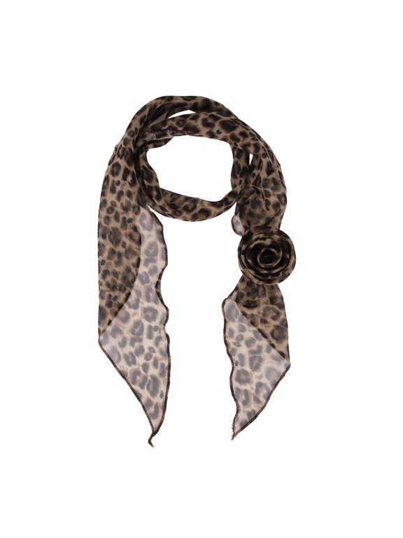 1 Pc Scarf Leopard Pattern Rose Neck Scarf Brown