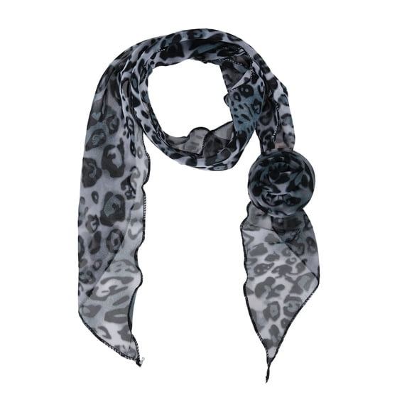 Unique Bargains 1 Pc Scarf Leopard Pattern Rose Neck Scarf Gray White