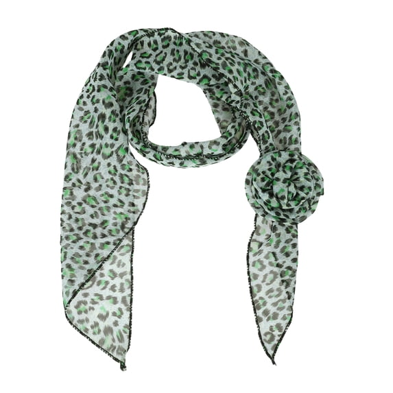 Unique Bargains 1 Pc Scarf Leopard Pattern Rose Neck Scarf Green