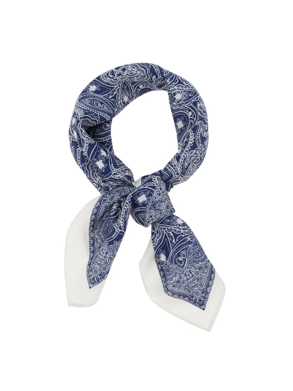 1 Pc Scarf Paisley Pattern Neck Scarf Navy Blue White
