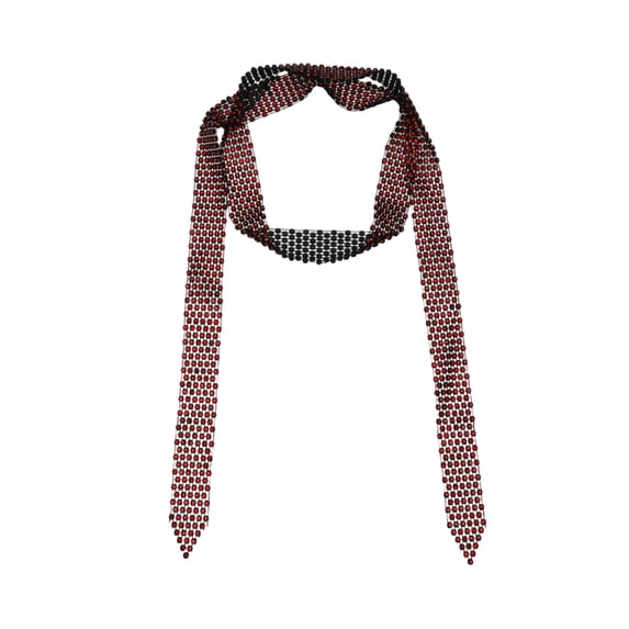 Unique Bargains 1 Pc Scarf Rhinestone Neck Scarf Black Red