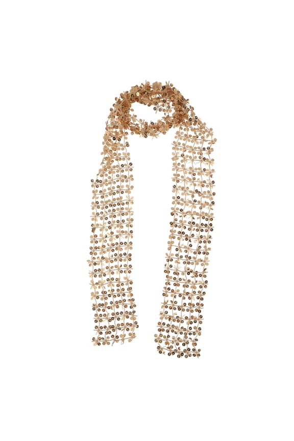 1 Pc Scarf Sequined Cut-Out Neck Scarf Gold Tone