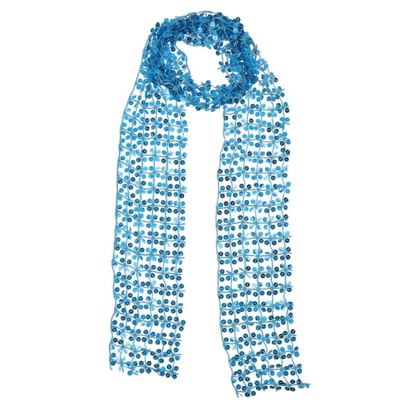 Unique Bargains 1 Pc Scarf Sequined Cut-Out Neck Scarf Sky Blue