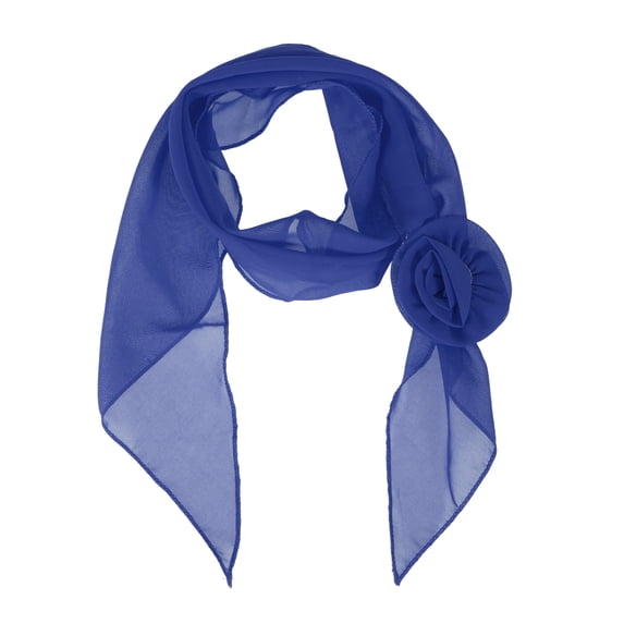Unique Bargains 1 Pc Scarf Solid Color Rose Neck Scarf Deep Blue