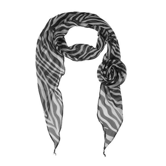 Unique Bargains 1 Pc Scarf Zebra Stripes Rose Neck Scarf Black White