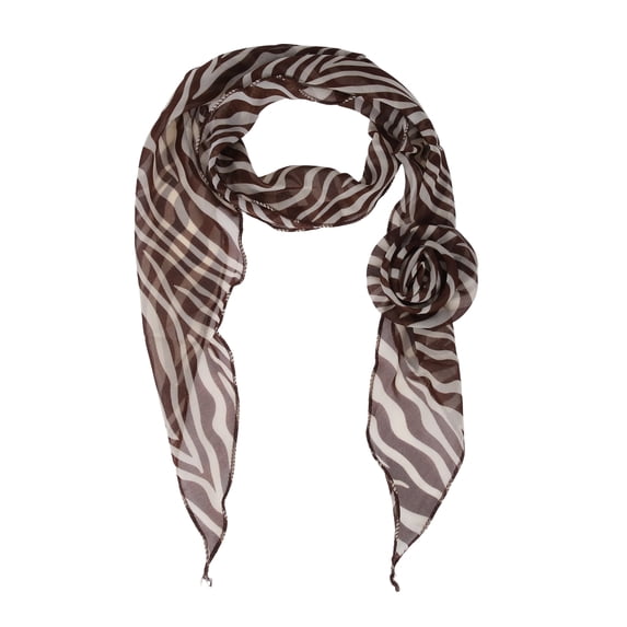 Unique Bargains 1 Pc Scarf Zebra Stripes Rose Neck Scarf Brown