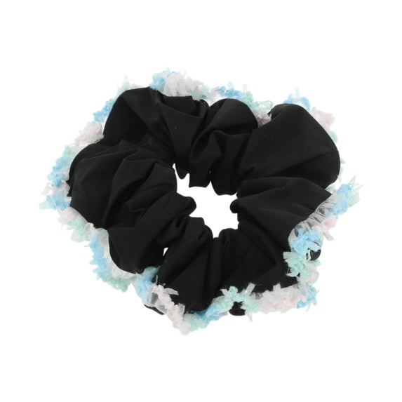 Unique Bargains 1 Pc Scrunchie Fashion Lace Hair Elastics Black