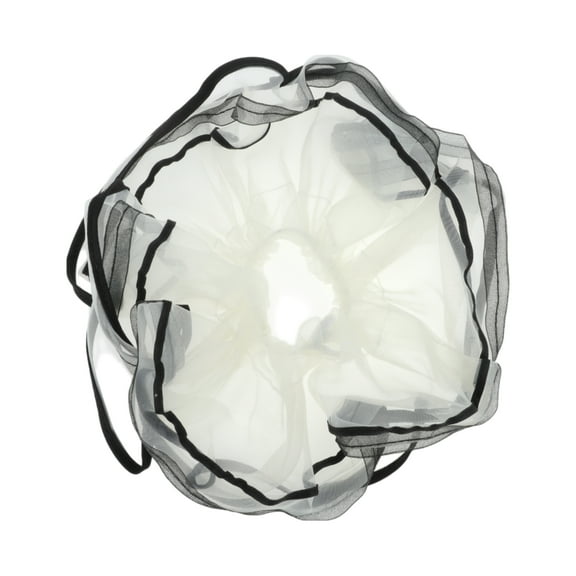 Unique Bargains 1 Pc Scrunchie Fashion Mesh Layer Hair Elastics Beige Black