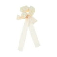 thumbnail image 1 of Unique Bargains 1 Pc Scrunchie Fashion Mesh Ribbon Pearl Hair Elastics Beige, 1 of 5