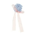 thumbnail image 1 of Unique Bargains 1 Pc Scrunchie Fashion Mesh Ribbon Pearl Hair Elastics Blue Pink, 1 of 5