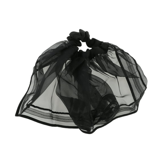 Unique Bargains 1 Pc Scrunchie Fashion Mesh Ruffle Hair Elastics Black