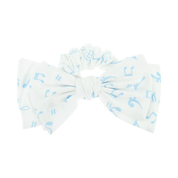 Unique Bargains 1 Pc Scrunchie Fashion Notes Double Layer Hair Elastics Blue White