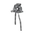 thumbnail image 1 of Unique Bargains 1 Pc Scrunchie Fashion Plaid Bow Ribbon Hair Elastics Gray White, 1 of 5