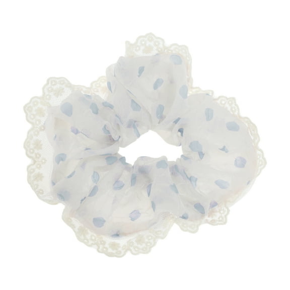 Unique Bargains 1 Pc Scrunchie Fashion Polka Dot Lace Hair Elastics Blue