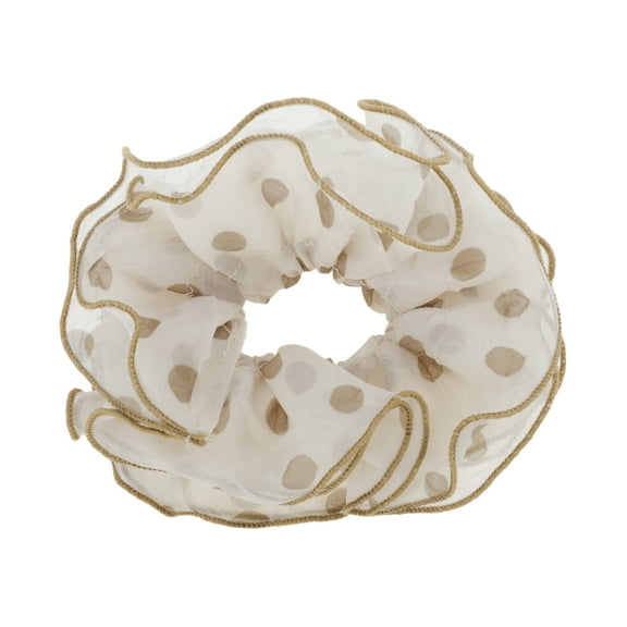 Unique Bargains 1 Pc Scrunchie Fashion Polka Dots Hair Elastics Brown