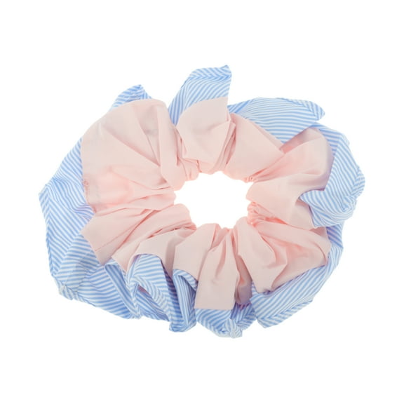 Unique Bargains 1 Pc Scrunchie Fashion Stripe Hair Elastics Blue Pink