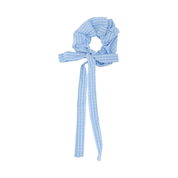 Unique Bargains 1 Pc Scrunchie Fashion Striped Bow Ribbon Hair Elastics Light Blue